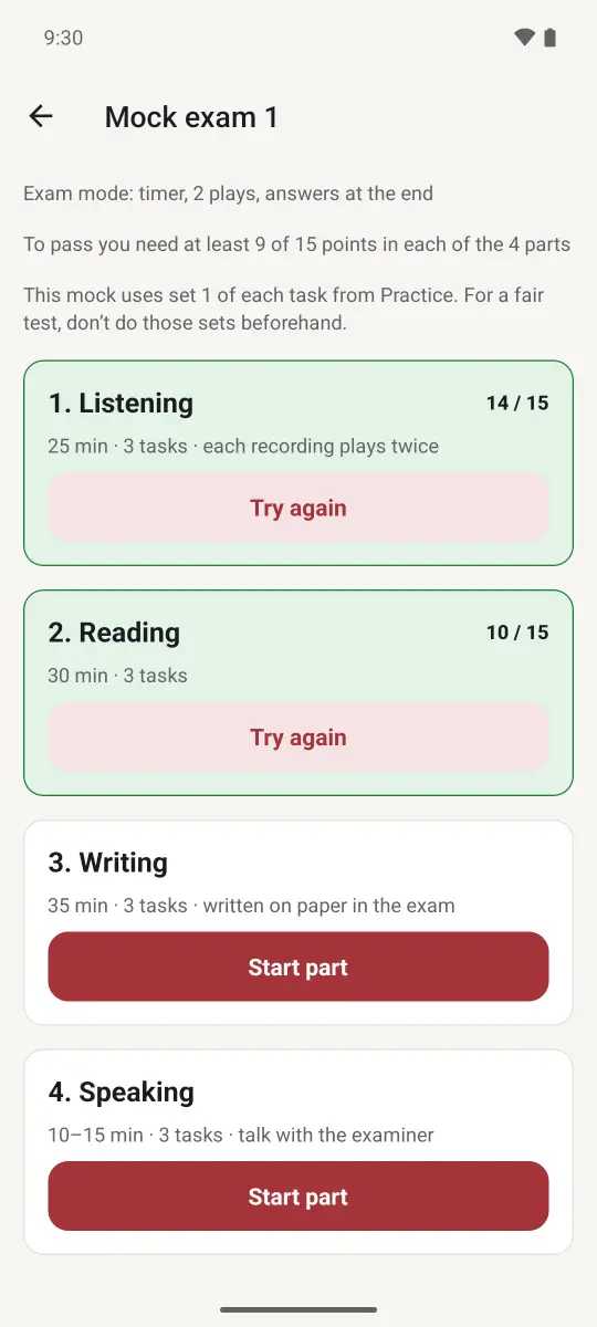 Mock exams